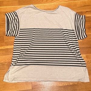 Max Studio Gray and Black Striped Blouse